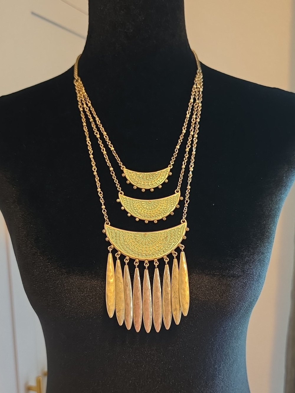 Lucky Brand Gold Tiered Crescent Pendant Necklace